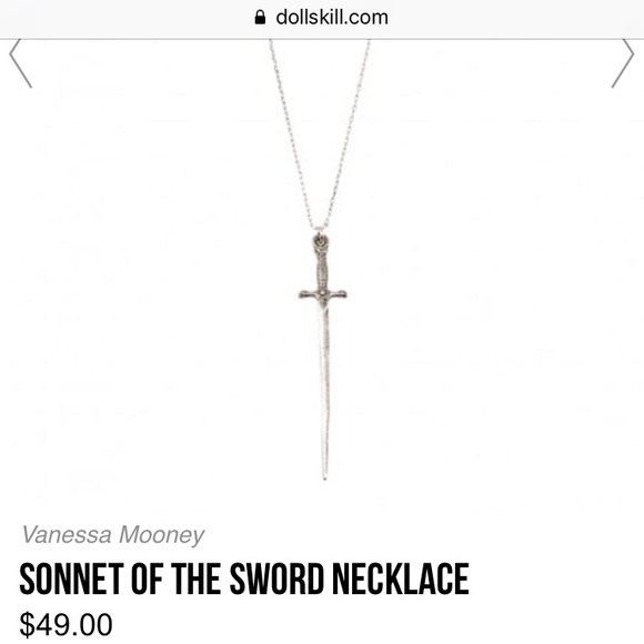 Vanessa Mooney sonnet of the sword silver dagger necklace - Picture 2 of 5